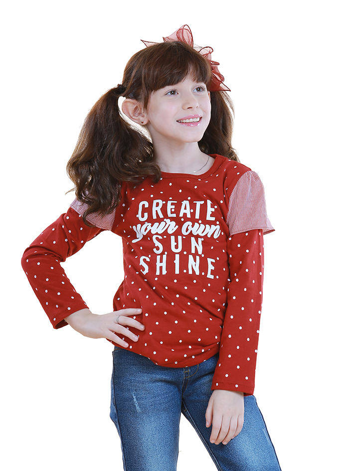 Download Kaos Distro Anak Perempuan lengan panjang THS 3274 - Maroon,12 Tahun - Fashion Anak Bandung