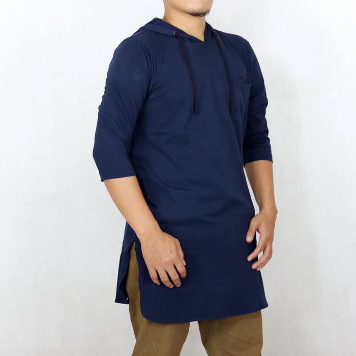 Kaos Kurta Premium / Baju Koko Pria KQ HOODIE NAVY - Navy,XL - Rumah