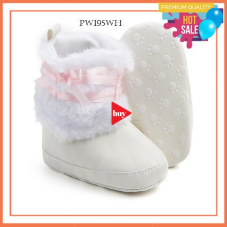 White Ribbon Boots Baby Prewalker Sepatu Bayi Perempuan Warna