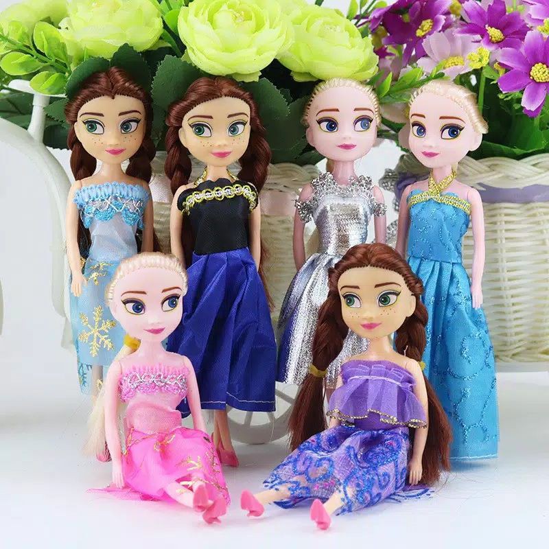 Boneka frozen elsa anna barbie kotak olaf Elsa ungu