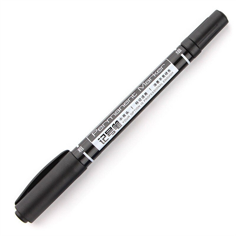 Deli Pena Permanen Dual Head Tip Marker Pens Waterproof 6824 Black